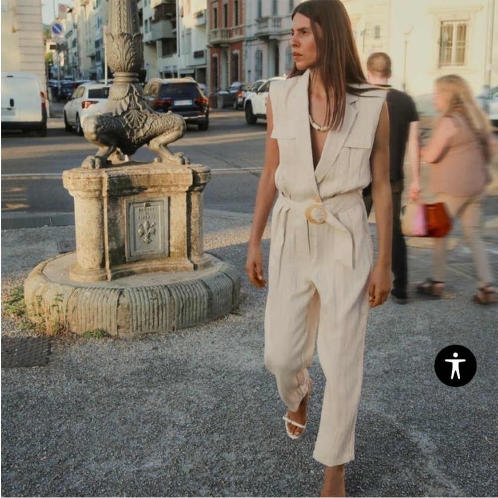 ZARA NWT Elegant Cream Jumpsuit